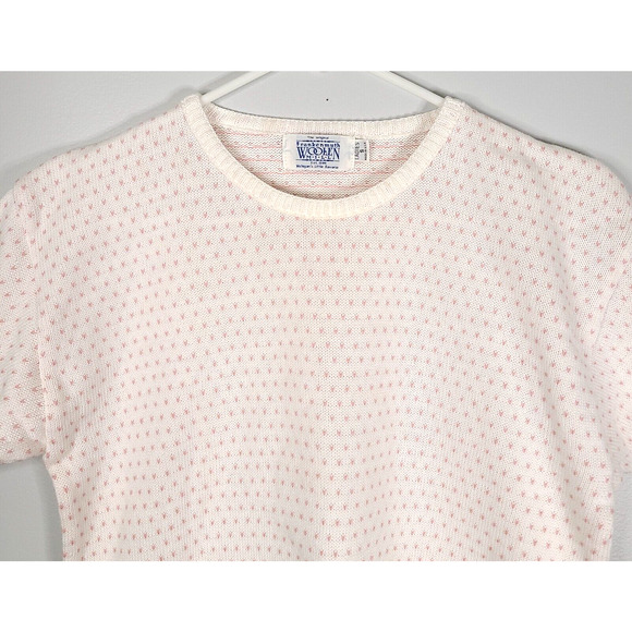 Vintage Frankenmuth Woolen Mill Sweater Small Pink Heart Fair Isle Cottagecore - Picture 3 of 12